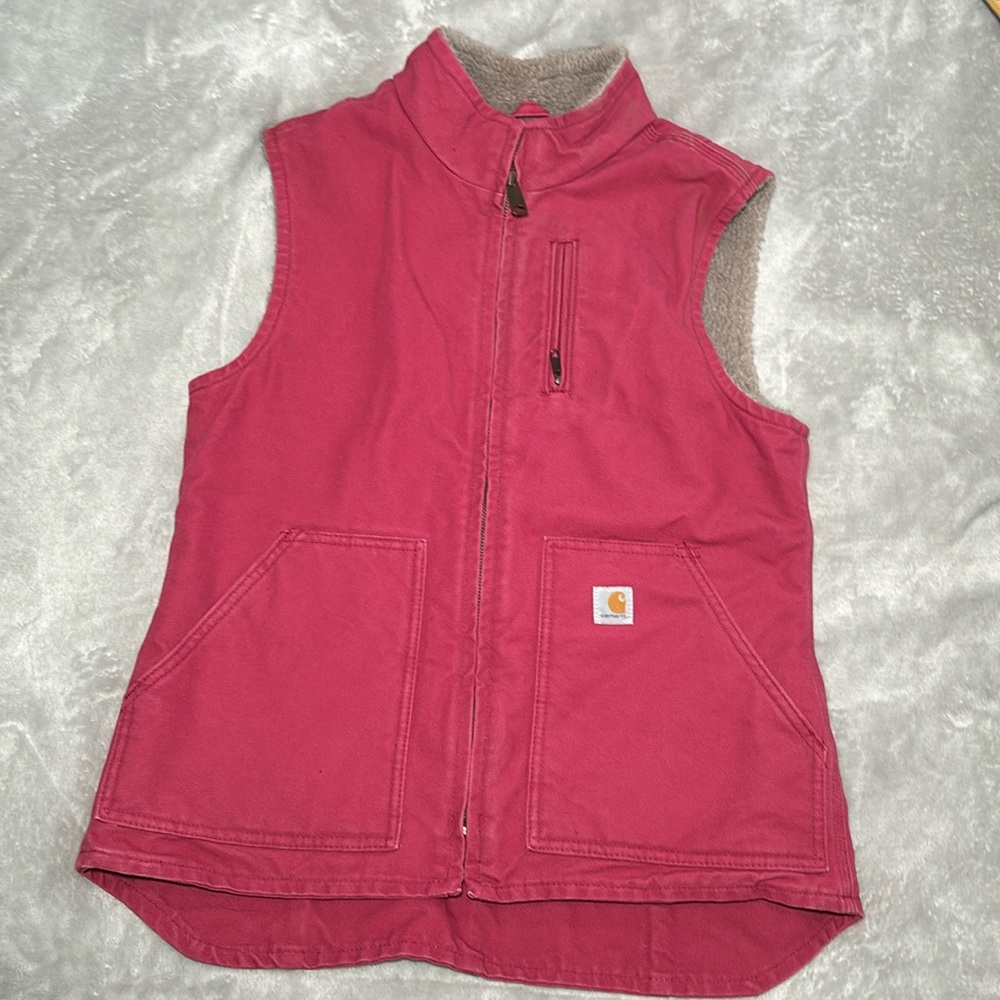 Carhartt Sherpa lined duck vest women’s pink size small.